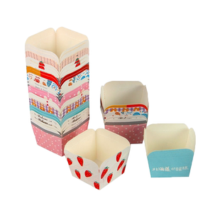 烘焙先生北海道戚风纸杯流芯心杯加厚方形蛋糕纸托耐高温马芬杯子