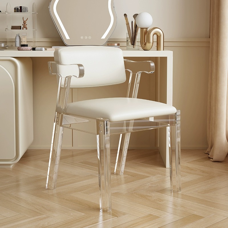 轻奢风亚克力透明椅子卧室网红化妆椅北欧休闲靠背餐椅水晶书桌椅
