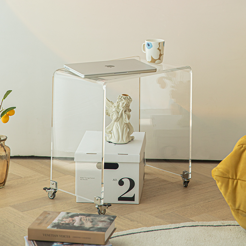 可移动透明亚克力置物架茶几边几