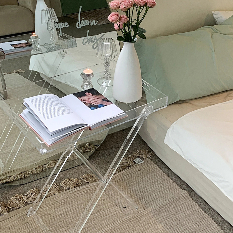 北欧ins网红透明亚克力折叠方桌