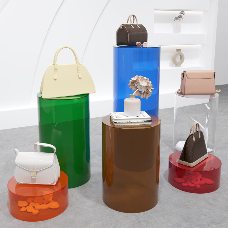 流水台展示台透明亚克力圆形地台