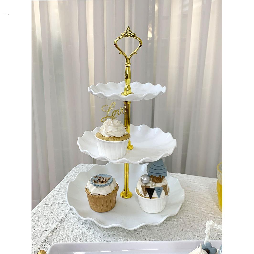 三层水果盘塑料欧式小精致客厅家用糖果零食摆放盘蛋糕托盘点心架