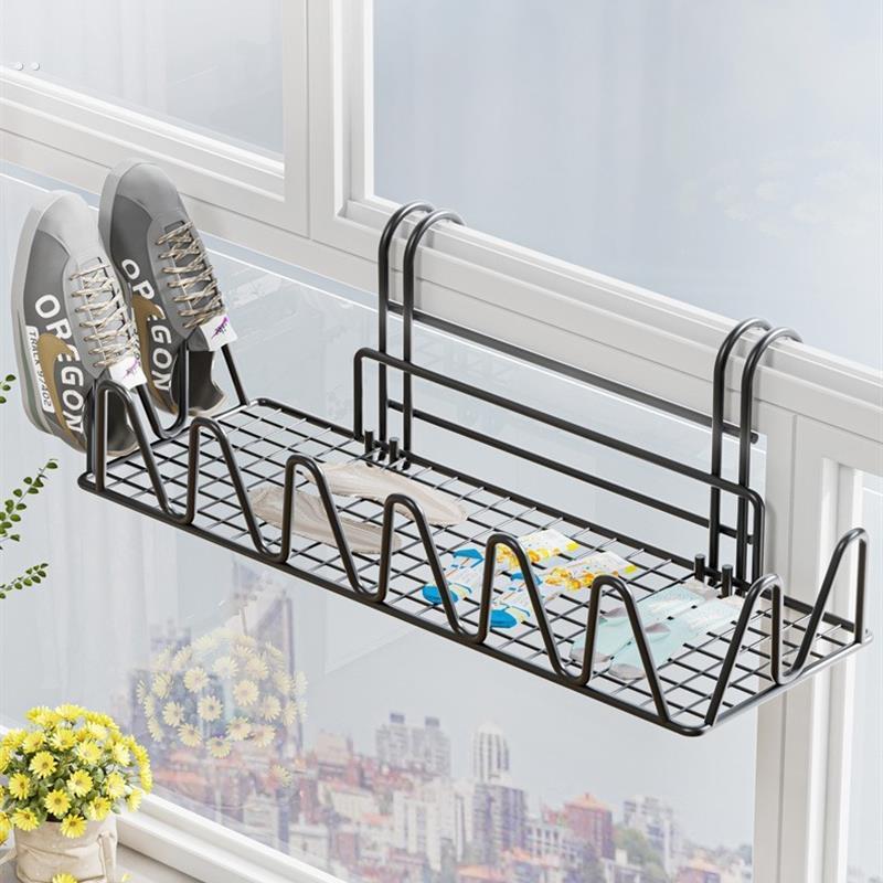 阳台晾鞋架子晒袜子窗户晒鞋神器窗台置物架凉鞋挂钩防护栏晾衣架