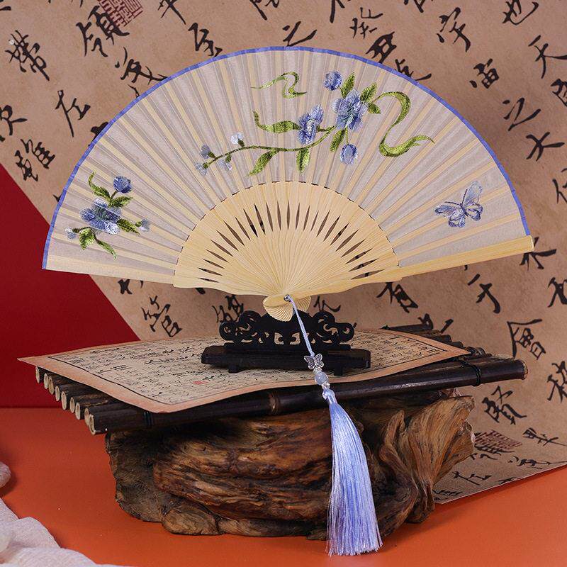 螺钿折扇苏州刺绣古风新中式扇子折叠双面苏绣汉服母亲节节日送礼