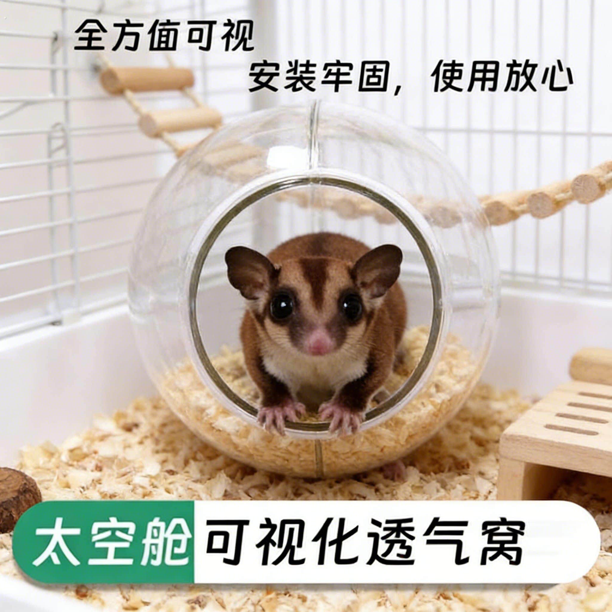 垂耳兔蜜袋鼯挂笼子掉窝压克力透明小屋小鼬躲避睡玩耍防咬透气小