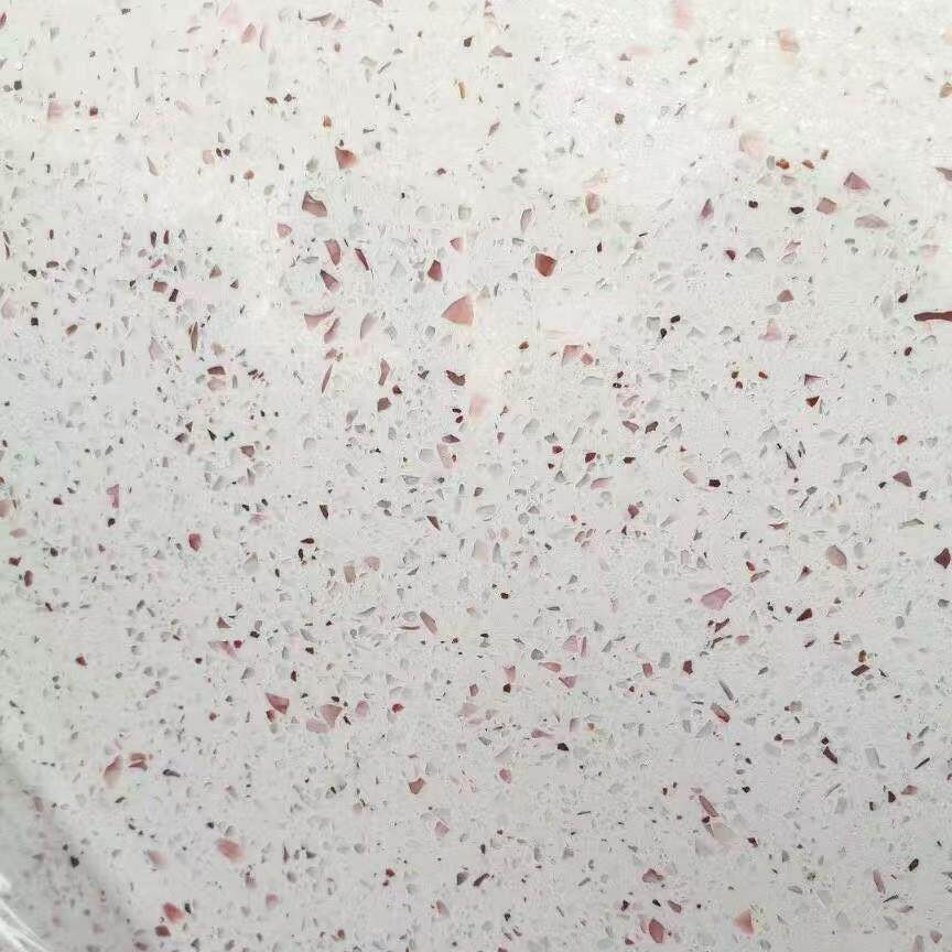 白色红粒石英石大板材橱柜台面专用人造石可加工广东大厂石材