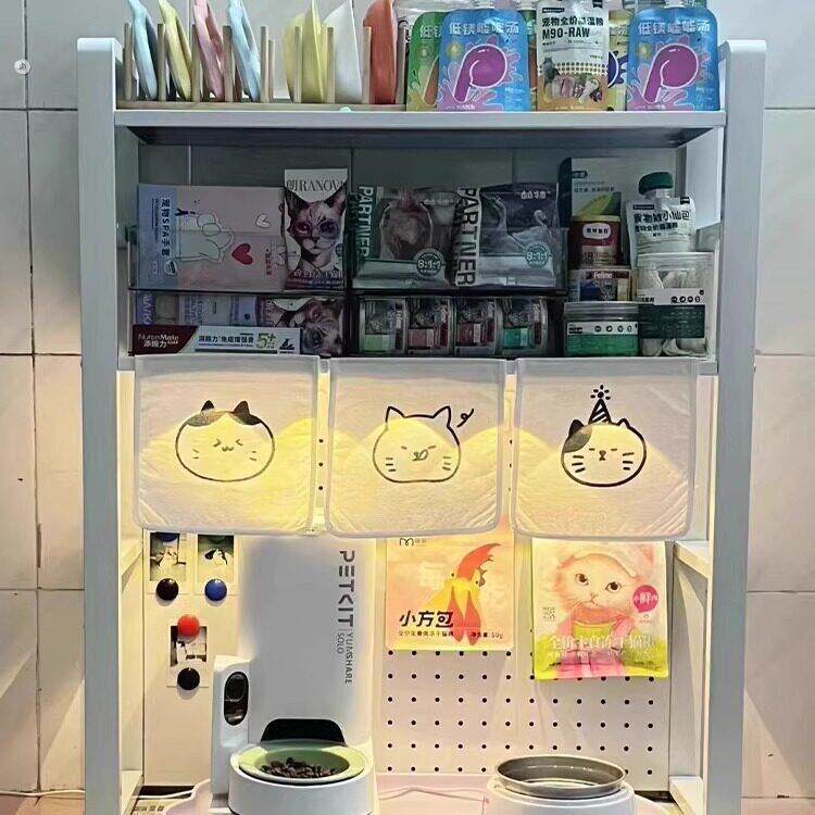 新款狗狗猫咪嬉皮狗猫咪食堂收纳层架收纳柜置物架两层三层宠物用