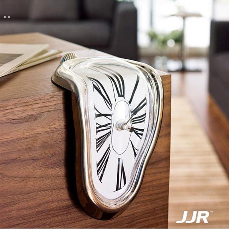 桌角扭曲时钟达利融化钟表 创意台桌面挂居家卧室客厅