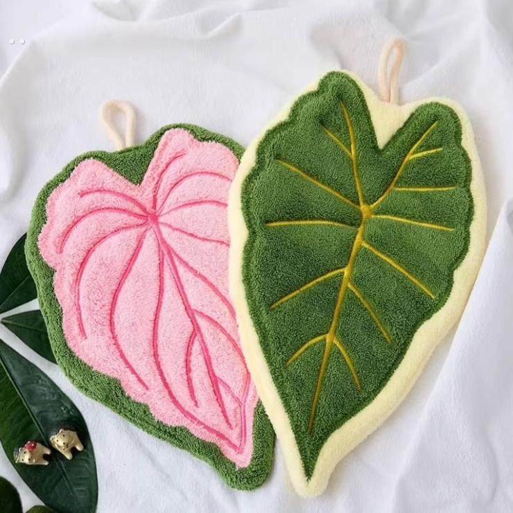 叶子擦手巾挂式厨房粉色海芋毛巾卫生间浴室强吸水加厚毛绒手帕,家庭/个人清洁工具,厨房擦手巾,淘宝优惠券,粉丝福利购,淘宝优惠卷