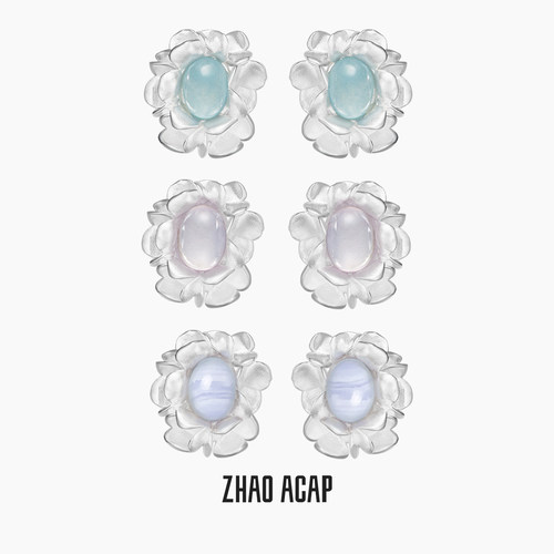 ZHAO ACAP原创设计无尽夏花环耳钉大号