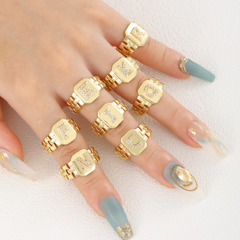 热卖配饰新品铜镶锆石几何表带字