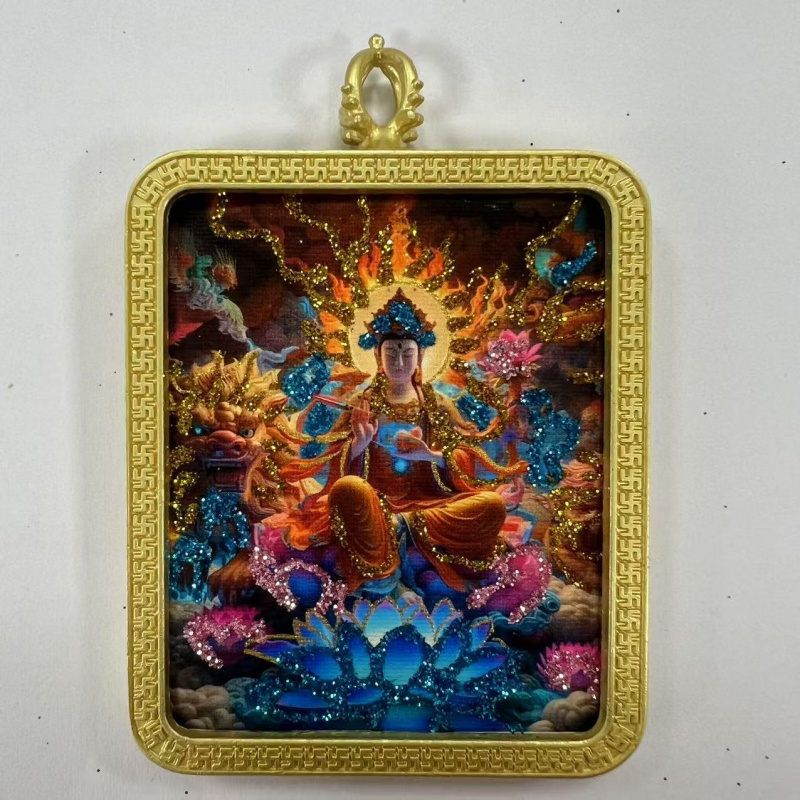 手绘描金洒金地藏绿度母黄财神九