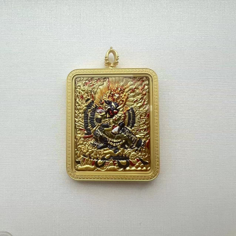 单面五台山龙五爷立体唐卡藏式吊