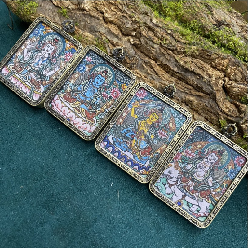 八大守护神项链唐卡吊坠布艺画芯