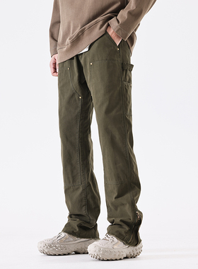 GTRG2025年秋潮牌vibe纯棉双膝伐木裤日系潮流宽松直筒工装牛仔裤