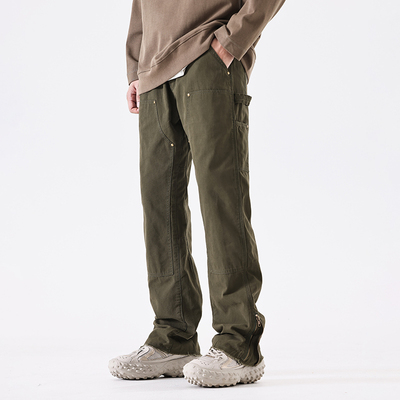 GTRG2025年秋潮牌vibe纯棉双膝伐木裤日系潮流宽松直筒工装牛仔裤