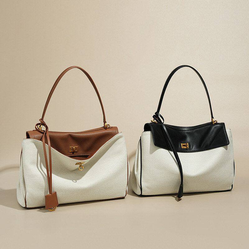 托特包女单肩女通勤帆布大包高级感rodeo包真皮腋下斜挎大容量