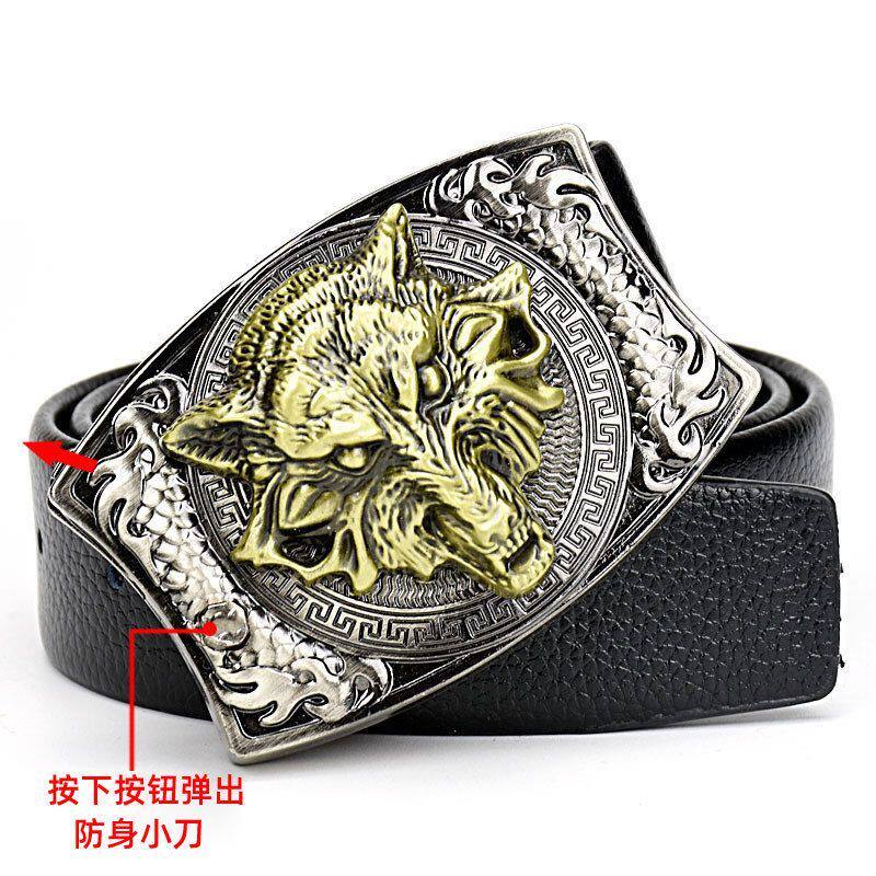 真皮时尚腰带户外朋克皮带防身