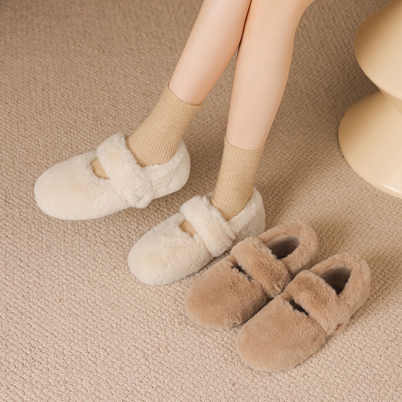 ZHR则则温暖舒适时尚高级感柔软毛毛拖2025冬季新款百搭外穿棉拖