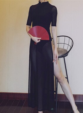 速发WYZ盖盖黑色旗袍时气款尚百搭半高领装洋式中国风