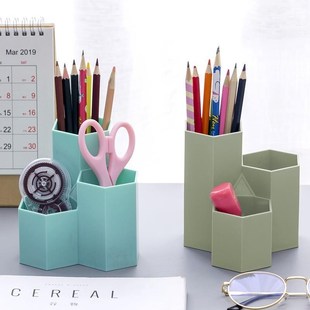 速发桌面创意办风个性公六边形笔筒软装摆件饰品分类简纳收约
