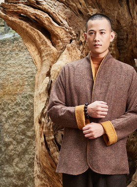 速发中国风毛呢大保秋冬新款男古衣暖外套中式复士6005-60