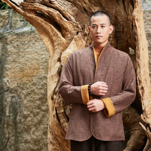 复士6005 速发中国风毛呢大保秋冬新款 男古衣暖外套中式