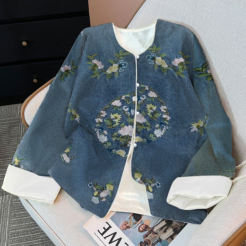速发新时式牛仔外套短刺国风装款绣唐装改良版中尚汉服上衣,女装/女士精品,上衣,淘宝优惠券,粉丝福利购,淘宝优惠卷
