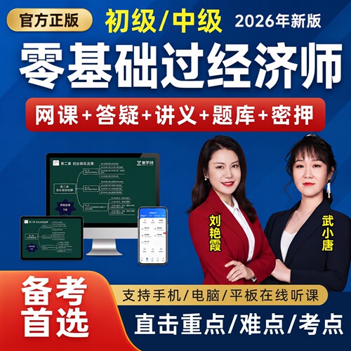 2026年初级中级经济师网课视频王小娟人力工商金融三色笔记武小唐