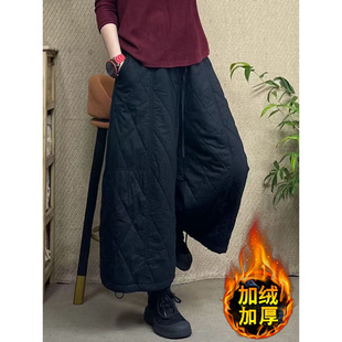 夹棉加厚东北零下40度阔腿女裤 2025新款 女士外穿冬季 加厚九分棉裤