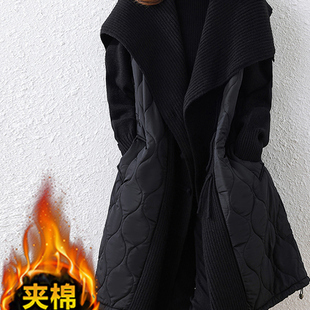 胖mm中长款 今年流行爆款 女装 冬季 拼接棉服 夹棉厚外套2025新款 大码