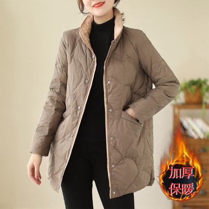 妈妈中长款轻薄九江羽绒棉服女冬季2025新款爆款大码二棉棉袄外套