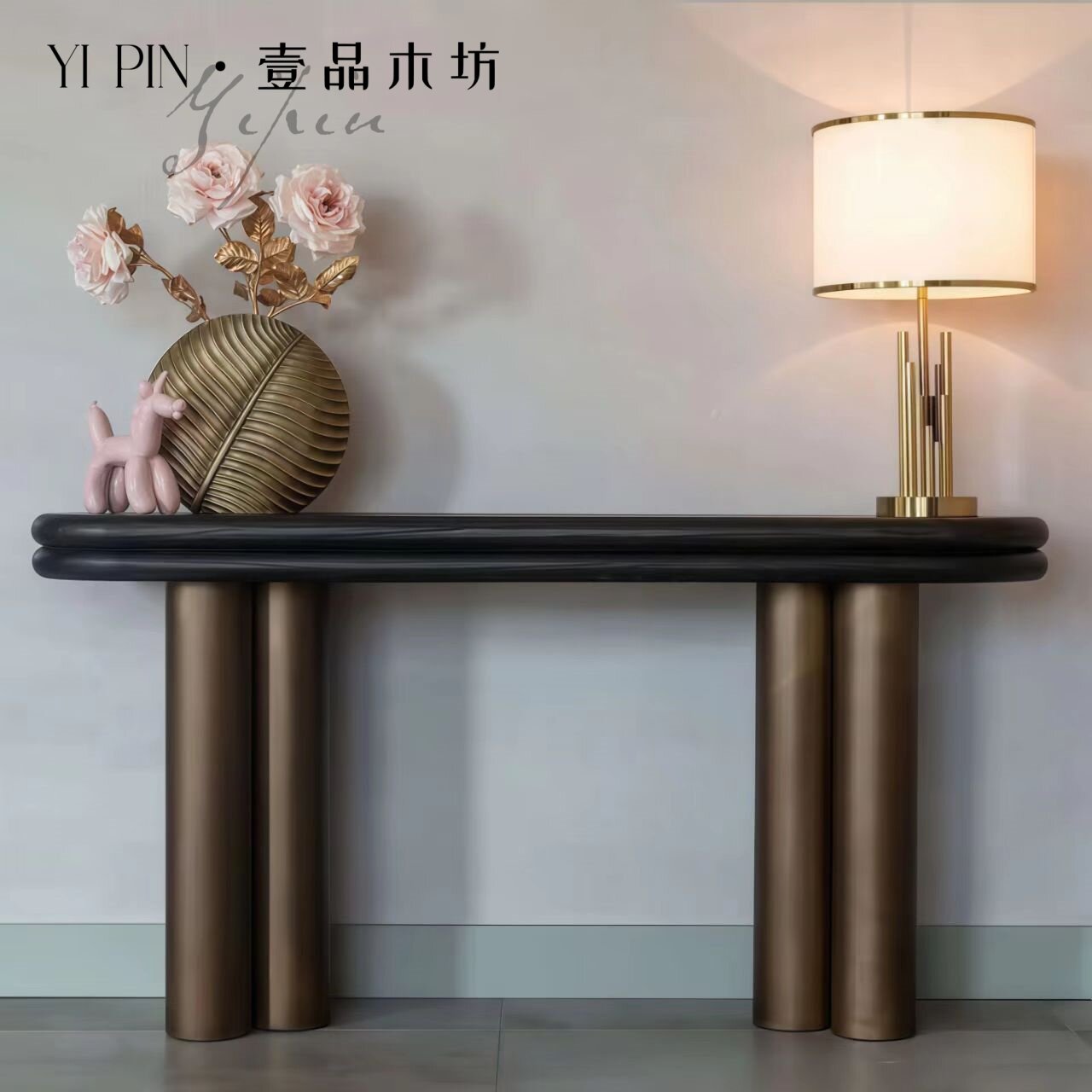 北欧中古侘寂风玄关桌实木条案客厅入户设计师玄关台大厅靠墙简约图片