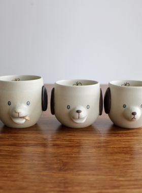 现货 日本作家 assa 小狗狗手握杯 日本制