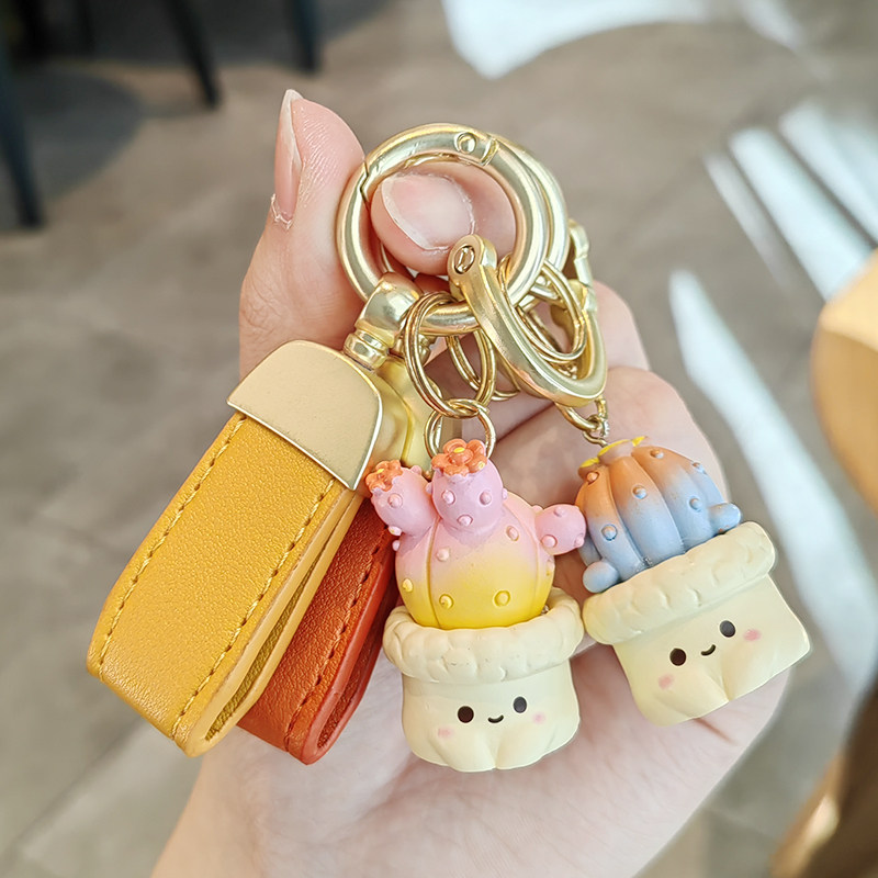 多肉仙人掌汽车钥匙链卡通款钥匙扣女精致高端情侣可爱ins小礼物