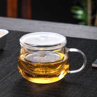 耐热玻璃花茶杯茶水分离带盖透明耐热过滤茶水分离水杯高硼硅防爆