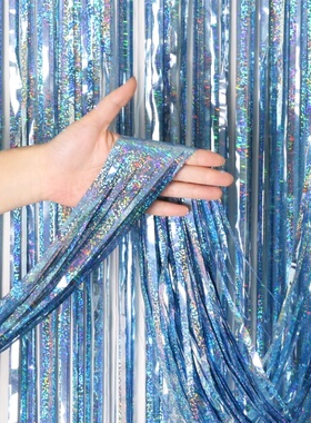 生日彩带拉花彩条生日装饰墙布置道具婚礼流苏彩条镭射雨丝帘