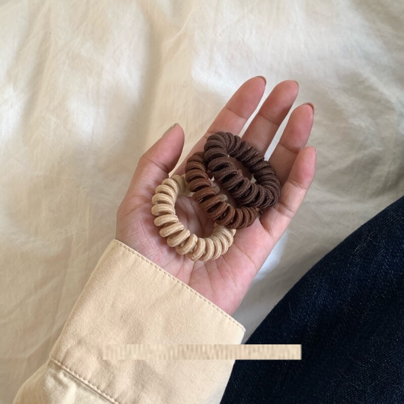 弹簧发圈韩式电话线女高马尾发绳头饰扎头绳皮筋纯色百搭皮套线圈