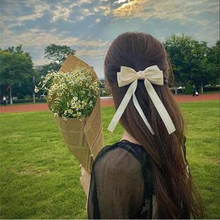 蝴蝶结弹簧夹飘带发夹高级感低马尾半扎发仙气甜美公主风发饰女
