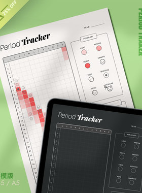 健康 | 姨妈周期PeriodTracker可打印手账女性健康月经追踪状态疲