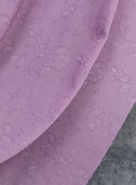 海棠花未眠 烟紫色暗纹提花锦棉旗袍夏季轻薄透气防晒衬衫面料