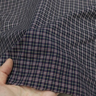 进口高支棉红蓝色小格子色织纯棉布料全棉衬衫男女透气纯棉布头