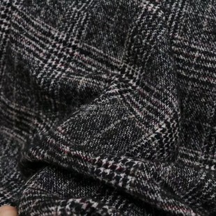 意大利进口纯羊毛色织格子粗花呢布料 蓬软老钱风西装套装面料