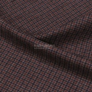 春秋款红灰色小格子纯羊毛衬衫连衣裙马甲布料 男女复古时装面料
