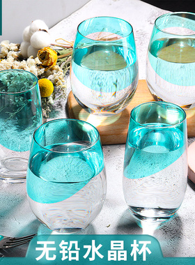 啤酒杯玻璃水杯家用大容量夏季高颜值幻彩无铅圆形威士忌杯扎啤杯