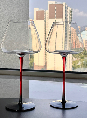 黑领结勃艮第红酒杯套装高档手工水晶玻璃高脚杯家用创意杯子欧式