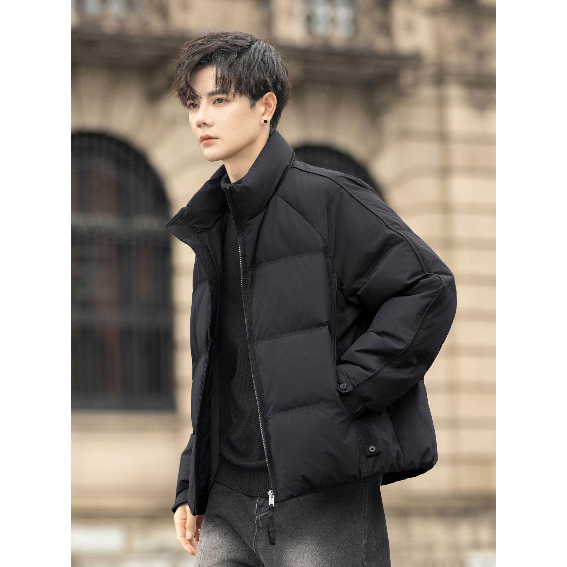 2025新款立领短款羽绒服男士加厚保暖冬季外套时尚百搭面包服上衣