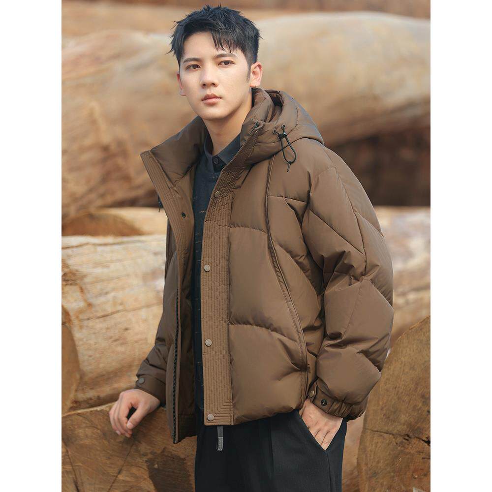 连帽男士羽绒服加厚夹克2025秋冬季新款高级感宽松短款面包服外套