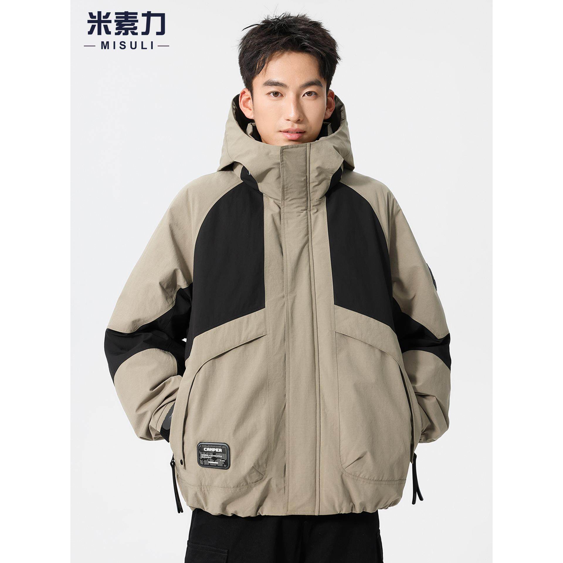 冬季90白鸭绒轻薄羽绒服男款户外防风工装连帽风衣外套男新款上衣