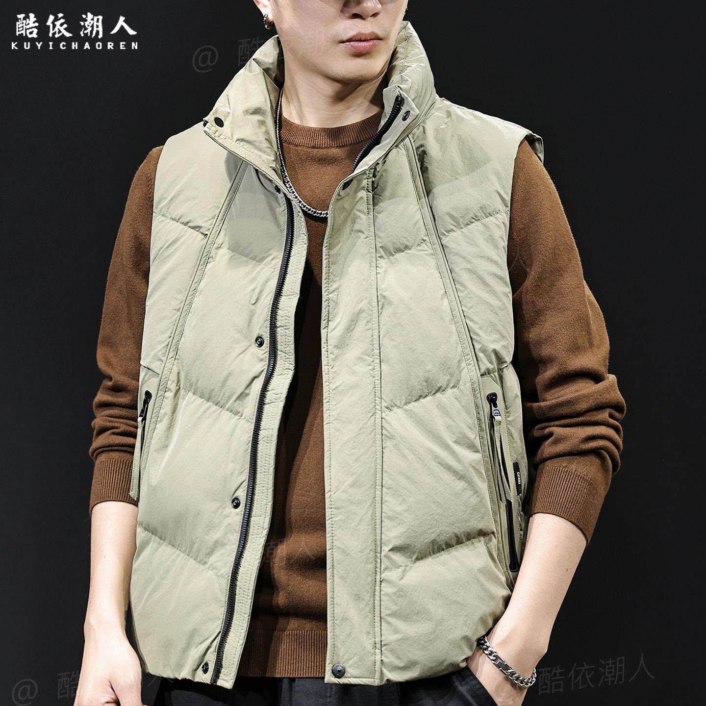 2026新款马甲男秋冬潮流立领短款拼接外套轻薄石墨烯棉服内胆大码